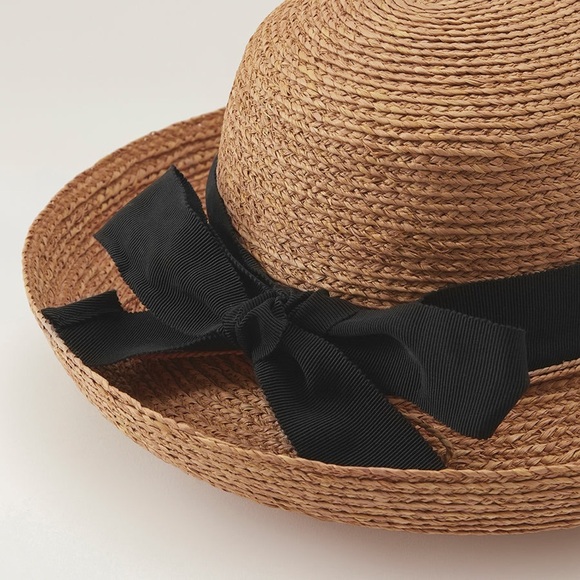 Helen Kaminski Newport Raffia Hat Tan with Black Ribbon and Bow Nougat/Midnight main image 7